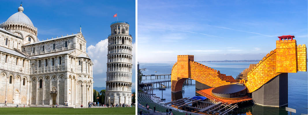 lutande tornet i pisa p en operaresa till italien